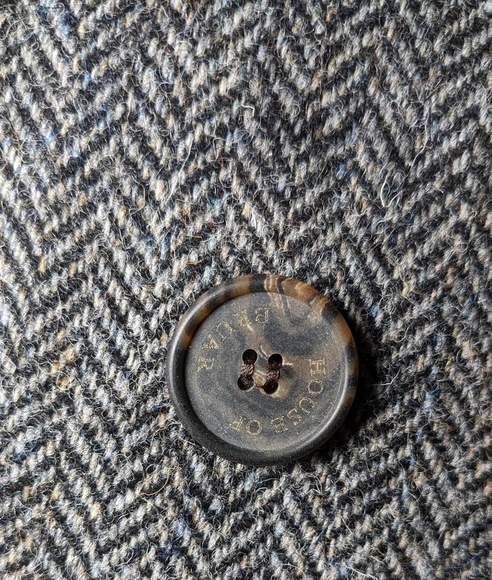 House Of Bruar Harris Tweed Grey Herringbone Double Breasted Jacket Size 12 VGC - Picture 6 of 8